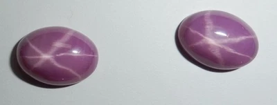 Opaque Star Ruby Oval 14x10 mm Cabochon 6 Rayed Lab-created Stone 2 pieces Lot - Image 1 of 4