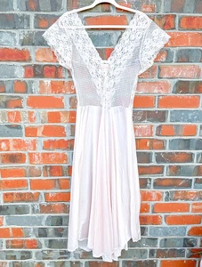 Camicia da notte Val Mode vintage S lunga rosa pizzo lingerie negligee abito balletto - Foto 1 di 7