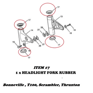 TRIUMPH SCRAMBLER 865 HEADLIGHT BRACKET FORK RUBBER 1 x EACH - Picture 1 of 2
