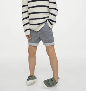 H&M Striped Shorts Size Boys 4 - 5 Year Blue Pants Cotton Beach Preppy Nautical - Picture 1 of 6