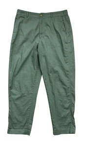 Uniqlo Linen Cotton Relaxed Fit Womens Pants Sz Large (31x27) Green Ankle Length - Picture 1 of 12
