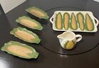 Corn On The Cob Dishes- 1 Platter, 4-Plates & 1 Creamer:Chip 1 Plate & Plater