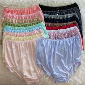 18 Big Nylon Underwear Granny Panties Soft Silky Briefs Woman High Waist 42"-50" - Picture 1 of 12