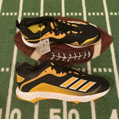 Adidas Icon 6 Bounce Baseball Cleats Black/Yellow FV9346 Men’s Sz 11.5 - Image 1 of 4