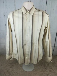 Men's River Island Beige Stripe Long Sleeve Shirt Small/S #B1 - Picture 1 of 8