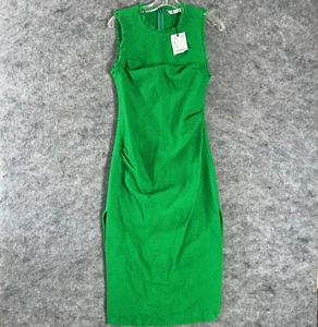 Zara Green Midi Dress Size S Sleeveless Textured Cotton - Picture 1 of 19