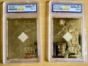 Two 2000 FEEL THE GAME Pete Rose Game used bat 23kt Gold LE/277 & 533 - Picture 1 of 2