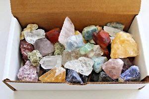 Bulk Crafters Collection 1/2 lb Box Gems Crystals Natural Raw Mineral 250g Rocks - Picture 1 of 11