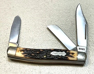 Винтажный антикварный карманный нож Schrade США Uncle Henry Staglon с 3 лезвиями - Изображение 1 из 4