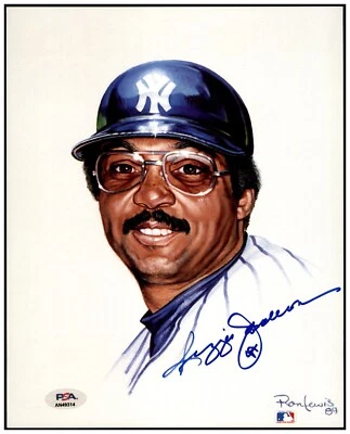 Reggie Jackson Autographed Ron Lewis 8x10 PSA/DNA Art Photo Living Legends - Image 1 of 2