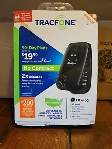 TRACFONE LG 440G BLACK FLIP CELLULAR PHONE, 3G 1.3 MP CAMERA, NEW IN ORIG. BOX - Picture 1 of 3