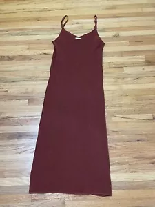 Freshman 1996 Abito Midi Slip Donna S Rosso Maglia Spaghetti Strap Scoop - Foto 1 di 6