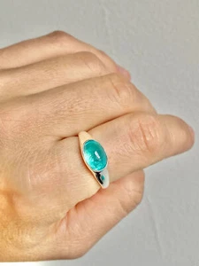 3,25c simulierter Paraiba Turmalin Handarbeit Herren Spezial Ring - Bild 1 von 6