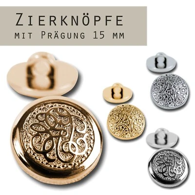 5 St. Zier Knöpfe 15 mm mit Prägung keltisch Knopf Jacke Schnörkel Mittelalter - Bild 1 von 4