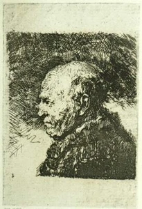 VIEIL HOMME CHAUVE SOURIANT estampe gravure eau forte de Rembrandt van Rijn 1880 - Picture 1 of 2