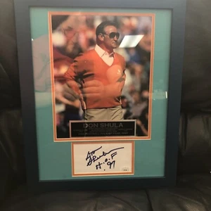 Don Shula - SIGNED Index Card FRAMED with 8x10 & Plate - JSA COA - Double Mat - Picture 1 of 4