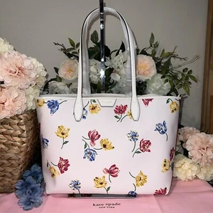 KATE SPADE Medium SUTTON Tote/Shoulder Bag~Tulip Floral~Pink/Green/Blue/Yellow - Picture 1 of 12