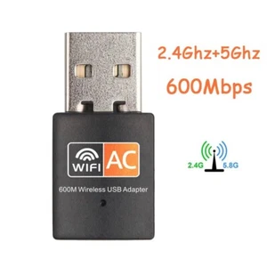 Mini Dual Band 600Mbps USB WiFi Wireless Adapter Network Card 2.4/5GHz 802.11 AC - Picture 1 of 6