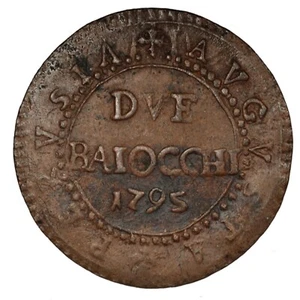 STATO PONTIFICIO PIO VI (1775-1799) 2 Baiocchi 1795 XXI Perugia AVGUVSTA PERVSIA - Picture 1 of 2