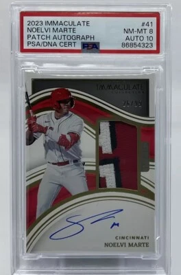 Noelvi Marte Rookie Auto PSA 8/10 - 2023 Panini Immaculate w/Relic /99 -Reds - Image 1 of 4