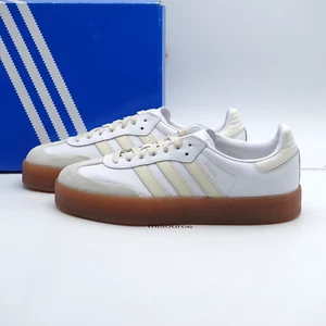 Size 10 Women's adidas Originals Sambae Platform Leather Sneakers IE9107 Beige - Picture 1 of 8