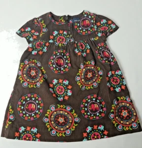 Baby Gap Dress SIZE 12-18 Months Sleeveless Brown Corduroy Floral Heart - Picture 1 of 3