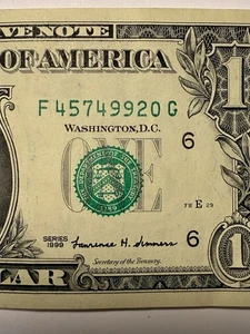 Over Ink Smudge 1999 One Dollar Bill Error Crisp Note Old Note Insufficient Ink - Picture 1 of 10