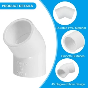 16 Pezzi Raccordo a Gomito in PVC da 3/4" 45 Gradi Raccordo per Tubo a 2 Vie Connettore - Foto 1 di 2