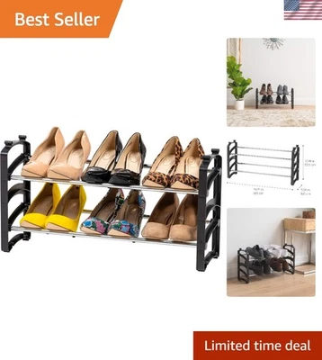 Zapatero de 2 Niveles, Hasta 6 Pares, Organizador de Zapatos para Armario Entrada Pequeño Spa... Foto 1 de 4