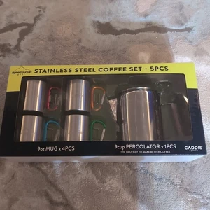 Alpine Mountain Gear 5-teiliges Edelstahl Kaffeeservice 9 Tassen Kaffeemaschine Neu - Bild 1 von 4