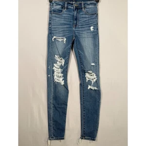 American Eagle Super Hi-Rise Jegging Distressed Ripped Denim Jeans Size 0 - Bild 1 von 9