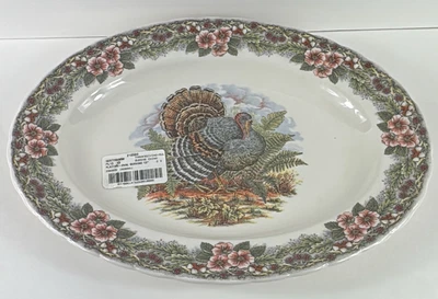 Churchill Thanksgiving Turkey Platter 13” Oval Myott Archive Queens China - Image 1 of 3