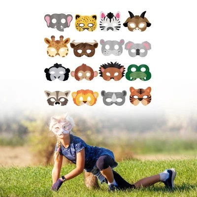 16 Pieces Animal Face Mask for Birthday Party Classroom School Supplies Kids - Image 1 of 4