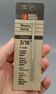Punta per trapano muratura Made In USA 3/16" punta in carburo di tungsteno Black & Decker 16701 - Foto 1 di 3