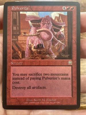 Pulverize MTG Mercadian Masques Magenta Ink Spill/Smear Misprint Extra Red - Image 1 of 4