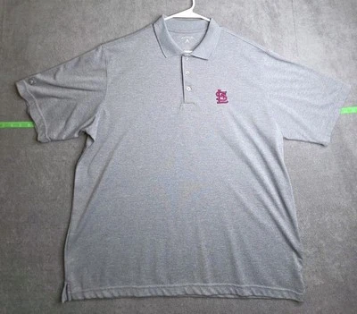 St Louis Cardinals Polo Shirt Men's XL Gray Logo 3 Button Placket 100425 - Image 1 of 4