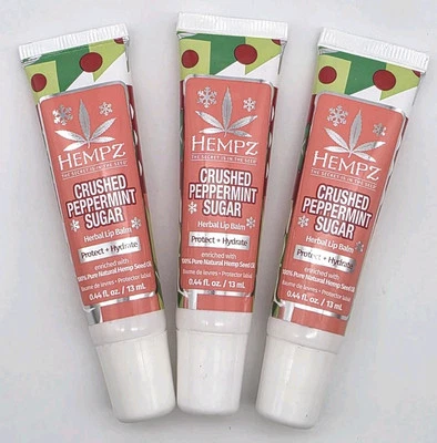 Paquete de 3: bálsamo labial herbal de azúcar menta triturada de cáñamo edición limitada 0,44 oz Foto 1 de 2