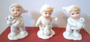 Homco Snow Sparkle Babies Arctic Friends Penguin Seal Bear 3 Bisque Set #5501 - Picture 1 of 14
