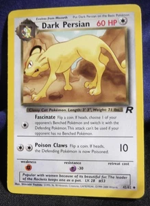 2000 Dark Persian 42/82 Uncommon Team Rocket Pokémon Card - LP -EX+/NM- - Picture 1 of 4
