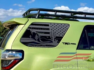 Fits 2010-2024 Toyota 4RUNNER Quarter Window American Flag Desert Scene Decal  - Picture 1 of 3