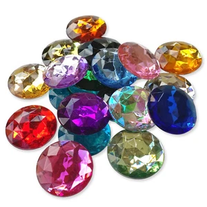 30mm JUMBO Round Acrylic Crystal Rhinestone Cabochon Embellishment Gems Decoden  - Picture 1 of 20