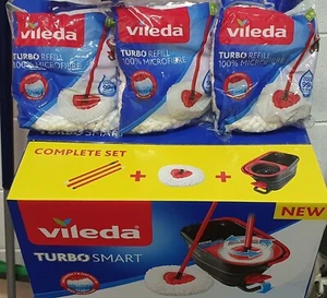 VILEDA TURBO SMART MOCIO CON SECCHIO A PEDALE KIT COMPLETO + 3 RICAMBI ORIGINALI