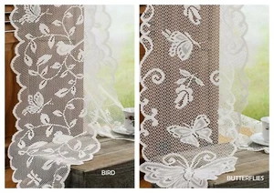 Shabby Scalloped edged Lace Table Runner 13" x 96" Choose Bird or Butterflies - Picture 1 of 3