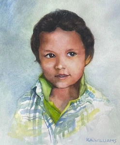 Original Watercolor Child's Portrait From Your Photo 11" X 14" Realistic - Picture 1 of 1