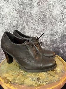 Worthington Heels Booties Womens 7 M Brown Phoebe Oxford Leather Lace Up Witchy - Picture 1 of 14