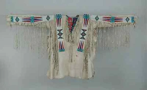 Old Style Perlen handkoloriert Buckskin Wildleder Fell Powwow Regalia Hemd NS64 - Bild 1 von 3