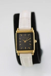 Pulsar Mujeres Reloj Oro Acero Inoxidable Cuero Blanco Wr Batería Negro Cuarzo - Imagen 1 de 6