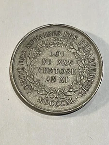 Jeton Napoléon Bonaparte Premier Consul Comité des Notaires 1840 Argent (L44/2) - Picture 1 of 6