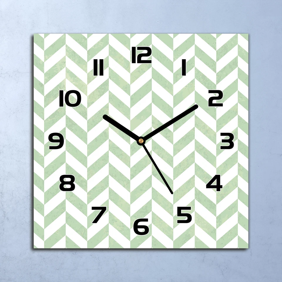 Horloge Murale En Verre moderne Géométrique Chevron 30x30 - Photo 1/4