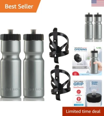 Bike Water Bottle Holder & Bottle Combo - 2-Pack 22 oz Sports Squeeze Bottles - Изображение 1 из 4